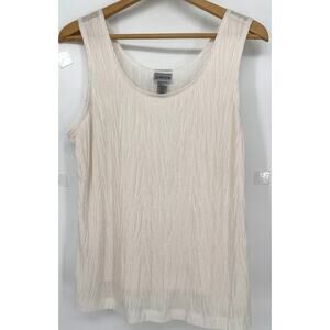 Chico's Women's 2/L- Sleeveless Metallic Shimmer Crinkle Tank Top